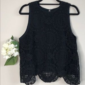 BANANA REPUBLIC Sleeveless Eyelet Top •Black